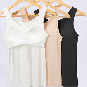 3개 세트 ZIMI 여성용 퀵드라이 민소매 짐 탱크탑 - 내장형 브라, 솔리드 컬러 운동 셔츠, 라운드넥 러닝, 피트니스 트레이닝 & 사계절용 (탈착식 패드 없음) - 세미시어 애슬레틱 스타일 3-