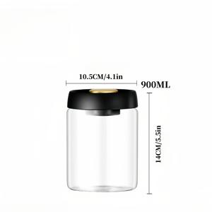진공 밀봉 유리 보관 용기 1개/4개 세트, 커피콩, 사탕, 식품 보존용 투명 고붕규산 유리 용기, 다양한 사이즈, 대용량, 뚜껑 포함, 진공 밀봉 병