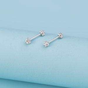 여성용 반짝이는 3/4/5/6mm 볼 스터드 귀걸이 1/4쌍, 귀 관절 피어싱 트라구스 헬릭스 바 바디 주얼리 선물