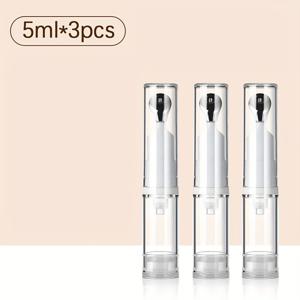 눈 에센스, 페이스 크림 및 로션에 적합한 금속 머리 펌프 여행용 진공 병 3개 세트 - 누수 방지 메탈 헤드 디자인, 젤 에센스 및 액체 파운데이션 메이크업을 위한 투명 플라스틱 노즐 포함, 누수 방지 화장품 보관 | 트랜스파