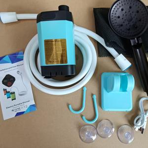 2025 신제품 캠핑용 휴대용 샤워기, [장시간 사용 가능] Spopal 6000mAh 충전식 LED 디스플레이 캠프 샴푸, IPX7 방수 아웃도어 펌프 - 하이킹, 여행, 차량 및 애완동물용