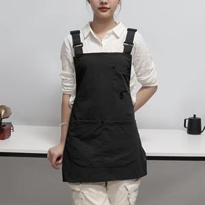 조절 가능한 어깨끈 앞치마 - 대형 포켓 포함, 남녀 공용, 주방, 커피숍, 펫샵, 네일살롱에 적합