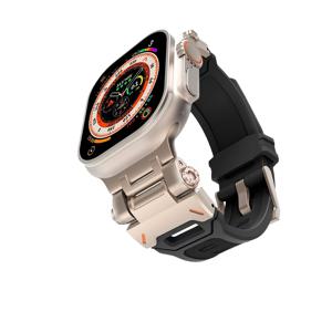 (6개) 아웃도어 스포츠 기계식 아머 시계 스트랩, 실리콘 통기성 시계 밴드, Apple Watch 시리즈 42mm, 44mm, 45mm, 46mm, 49mm에 적합, 웨어러블