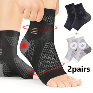 4개/2개 아치 지지 및 안정성 발목 압박 양말, 아치 및 발목 지지 압력 발 슬리브, 오픈 토 디자인 - 통기성 탄성 발 패드, 일상복 및 피트니스 야외 활동용