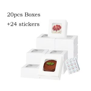 디저트용 5X5X2.5인치 정사각형 창문 케이크 상자 20개입. 생일 파티, 결혼식, 발렌타인데이, 크리스마스 및 기타 축제 행사에 적합합니다. 크림 쿠키, 마카롱, 치즈케이크에 이상적인 포장 상자입니다.
