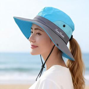 8가지 색상 구매 가능, 봄 여름용 남녀공용 아웃도어 접이식 버킷햇, 방풍 드로스트링 조절 및 컬러블록 디자인, 커플용 다용도 캐주얼 썬햇, 사이클링, 여행, 낚시, 하이킹, 캠핑 등 야외 활동에 적합, 남성용 통기성 메쉬 등산모자, 여성용 챙이 넓은 모자