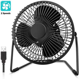 6인치 USB 탁상용 선풍기, 미니 휴대용 개인용 냉각 팬, 저소음과 강한 기류, 360° 회전, 내구성 있는 금속 프레임, 클래식 빈티지 소형 탁상용 선풍기, 2단계 속도 조절, 가정/침실/사무실/학교에 적합 (USB 전원 전용)