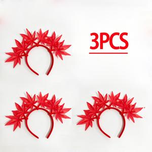 3개 인조 단풍잎 머리띠 노란색 빨간색 초록색 커피색 가을 할로윈 코스프레 머리 장식 수제 자연스러운 스타일