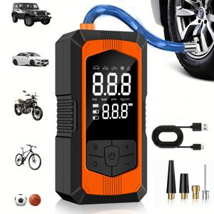 STSCELZ 타이어 공기 주입기 휴대용 에어 컴프레서, 150 PSI 차량용 타이어 에어 펌프, LED 라이트, 디지털 압력 게이지, 자동 차단 기능이 있는 고속 공기 주입 에어 펌프 (자동차, , 자전거 및 스포츠 공용)