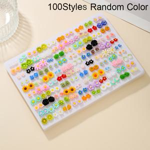 36/100쌍 랜덤 색상 수지 레진 3D 꽃 데이지 장미 멀티 스타일 마카롱 컬러 엘레강스 스터드 귀걸이, 로맨틱 웨딩 파티 장식 액세서리, 금속 없는 플라스틱 이어 포스트, 여성용, 생일 선물, 크리스마스 선물, 커플 귀걸이, 주얼리