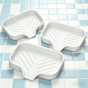 비누 받침대 3종 세트, 욕실 및 주방용 미끄럼 방지 배수 트레이, 휴대용 비누 홀더 및 배수 매트, 욕실 액세서리, 고체 비누 배수 트레이, 가정용 주방용 미끄럼 방지 건조 매트, 욕실 및 화장실용 미끄럼 방지 비누 받침대