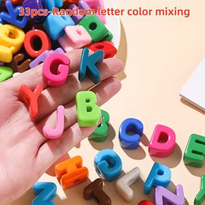 33개 대형 가로구멍 랜덤 레터 비즈 - 랜덤 색상 - 주얼리 제작 용품 - DIY 목걸이, 우정 커플 팔찌, 구슬 꿰기 작업, 헤어 액세서리, 스터드 귀걸이 제작용 액세서리, 수공예품 재료에 적합