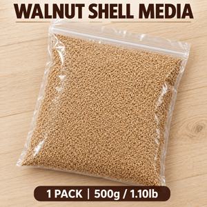 1팩 500g (1.10lb) 호두 껍질 연마재, 0.8–1.2mm (0.031–0.047인치), 호환 샌드블라스터, 회전식 및 진동식 텀블러, 표면 청소 및 부품 마감용