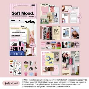 1 가방 재료 팩, 패턴 풍부한 재료 종이, 밝은 레트로 수공예 재료 팩, Post-It 메모 및 태그 스티커 콜라주 훌륭한 선물 팩, 정크 저널, 핸드메이드, 사진 앨범, 다이어리, 노트북, 장식 재료, 장식 용지