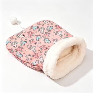 귀여운 고양이 침낭, 따뜻하고 포근한 애완 동물 동굴 침대 (작은 공 포함), 세척 용이, 아기 고양이 및 소형 애완 동물에게 완벽한 겨울 모임 장소