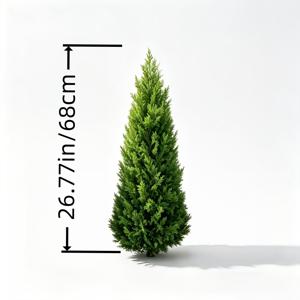 1개 68cm 인조 콘 사이프러스 토피어리 나무, UV 저항성 인조 상록수 식물, 발코니 파티오 마당 실내 실외 장식용