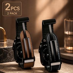 2개입 매드 호스 패턴 마그네틱 버클 스트랩, 1개 구매 시 1개 무료, Apple Apple Watch 38mm/40mm/42mm/44mm/46mm/45mm/49mm Apple Watch Series 12/11/10/9/8/7/6/5/3/SE/2/Ultra 2에 적합