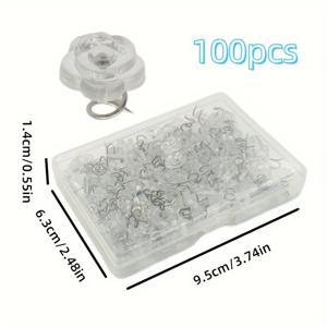 100개 중 40개 침대 스커트 핀, 방진 러플 엣지 패스너, 침대 스커트 고정 및 침대 스커트 정리에 사용, 투명한 장미 꽃 머리