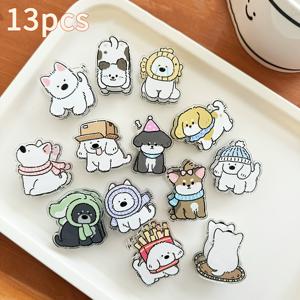 13개 만화 강아지 사료 봉투 클립 세트 - 습기 방지 및 신선 보존, 스낵 및 주방 정리, 사무실 정리에 적합