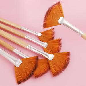 팬 브러시 6개 세트, 전문가용 페인트브러시, 나일론 강모, 수채화, 유화용, DIY 미술 용품, 크리스마스, 할로윈, 추수감사절용, 수작업 수채화 및 유화 브러시 세트