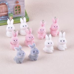 10개 혼합 3D 부활절 플러시 레진 토끼 참 주얼리, 여성 귀걸이 목걸이 주얼리 수제 주얼리 추가에 적합