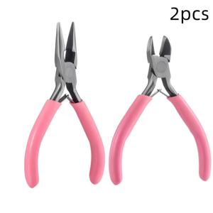 주얼리 제작용 펜치 2개, 니들 노즈 플라이어, 커팅 플라이어 DIY 도구, 휴대용 소형 비즈 공예 도구, 목걸이 제작 액세서리, 초보자 및 공예 애호가와 취미가를 위한 각진 코형