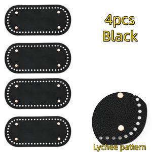 4개 리치 PU 직조 가방 바닥 22 X 10Cm, 미리 뚫린 구멍 금속 발 스타드, 코바늘 토트 비치 백, 지갑 제작, DIY 지갑 제작용