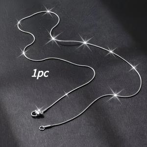 1mm 얇은 체인 원형 뱀 목걸이 체인, 남녀 공용 디자인, 스테인리스 스틸 소재 매칭 체인 흉골 목걸이, 내구성, 무코팅, 방수 및 저자극성 소재, 데일리 착용에 적합