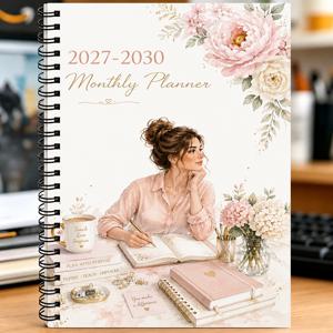 1개 2027-2030 월간 플래너 및 4년 아젠다 북 - 여성에게 적합한 컴팩트 제품, 날짜 달력이 있는 전문적인 목표 설정, 월간/주간 레이아웃, 사무실 및 가정용으로 적합한 컴팩트 플래너, 교사, 동료를 위한 선물