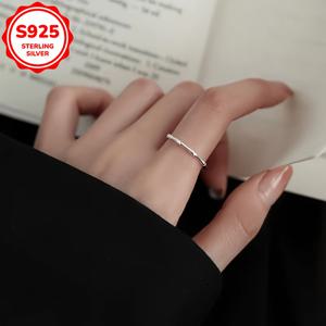 1개 S925 실버 대나무 조인트 오픈 링, 라이트 럭셔리 니치 디자인 여성 밴드, 데일리 출퇴근 및 파티 선물용으로 적합