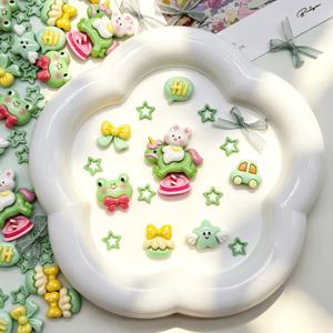 그린 시리즈 나무 말 토끼 수지 액세서리 20개, DIY 귀걸이, 목걸이, 가방 고리, 헤어 액세서리용, 랜덤 혼합 배송