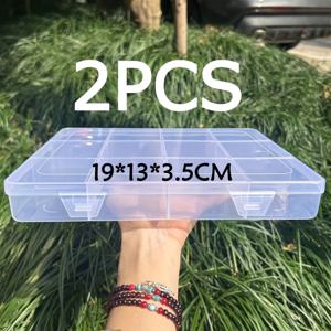 대용량 수납함 2개 세트(총 2개 상자, 24개 칸), 투명 디자인, 고정 칸막이, 대용량 투명 보석류 수납함, 재료 정리함, 유리구슬, 보석류, 수공예품에 적합, 내구성 있는 정리 솔루션, 소형, 보석함, 가정용 수납함
