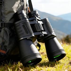 전문가용 야외 쌍안경, 10배 확대, 50mm 대물렌즈, HD 광학 렌즈, 야외 활동, 하이킹 및 캠핑, 스포츠 경기 관람에 적합, 조류 관찰에 이상적, 파우치, 렌즈 클리닝 천 및 넓은 스트랩 포함
