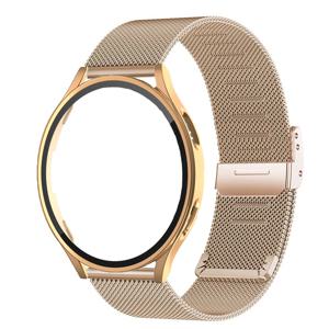 삼성 7 FE 6 5 4 (44mm/40mm)용 밀라노 루프 시계 밴드 및 보호 PC 케이스, 스테인리스 스틸 메시 시계 스트랩 스크래치 방지 보호 강화 유리 케이스 손목 밴드, 커플을 위한 이상적인 선물
