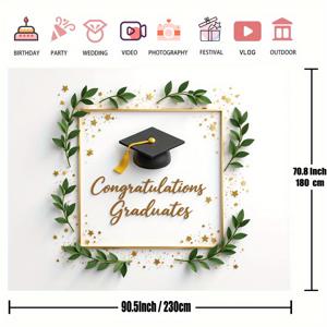1개, 내구성 있는 졸업 배너, 졸업생 축하 디자인, 실내외 사용 가능, 정원 파티 장식, 홈 데코, 사진 배경, 소재, 축제 분위기