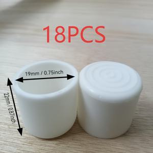 18개 PVC 흰색 원형 고무 가구 다리 캡, 금속 엔드 플라스틱 테이블 다리 보호대, 옷걸이, 테이블 및 의자, 파이프 및 기타 보호 목적에 적합