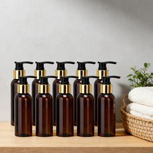 10개 세트 100ml 앰버 휴대용 여행용 비즈니스 샴푸, 바디워시 디스펜서 병, 리필 가능 핸드워시/컨디셔너/바디 로션/에센셜 오일/파운데이션 및 메이크업 클렌징 에멀젼, 자외선 차단 항산화제 - 3.38Oz