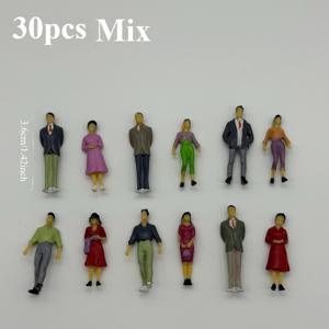 30개 혼합 색상 및 패턴 랜덤, 1:50 스케일 미니어처 인간 피규어, 디오라마, 철도 레이아웃, 건축 모델 및 DIY 풍경용 손으로 칠한 작은 인간 피규어 인형