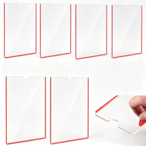 6개입 자체 접착식 투명 A4 아크릴 카드 홀더, 공지문, 가격표, 사진, 직책용 - 필앤스틱 뒷면, 소매점, 사무실, 게시판, 패널용 전시 표지판