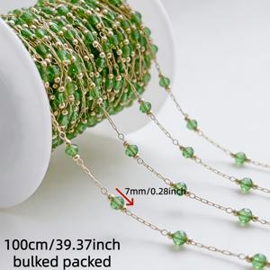 100cm 인조 녹색 구리 체인, DIY 스웨터 체인, 귀걸이, 프린지 팔찌, 목걸이 및 기타 액세서리 제작에 적합, 주얼리 제작용 재료로 사용