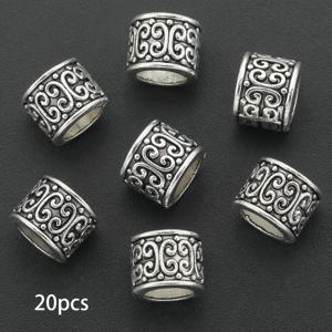 20개 원통형 스페이서 비즈 아연 합금 3D 패턴 스페이서 비즈 비딩 코드 스페이서 비즈 비드 커넥터 구멍 있는 루즈 비즈 장식 비즈 큰 구멍 루즈 비즈, 팔찌 목걸이 헤어 장식 가방 펜던트 주얼리 제작에 적합
