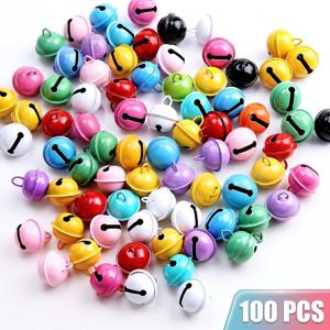 19mm 메탈 종 100개 - 캔디 컬러 징글벨 (랜덤 색상) DIY 핸드메이드 주얼리 제작, 반려묘 목걸이 액세서리, 크리스마스 장식, 낚시용 방울용