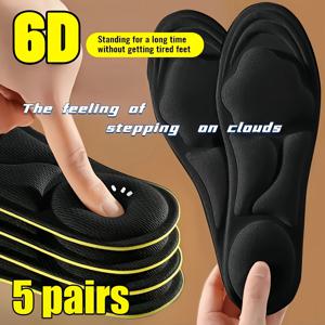 여름 여성용 메모리폼 깔창 5켤레, 아치 지지 패드, 6D 스포츠 신발 패드, 여성 발에 적합, 사이즈 조절 가능, 발 마사지 패드, 땀 흡수, 충격 흡수, 통기성, 부드러운 밑창, 남녀 공용, 편안한 크리스마스