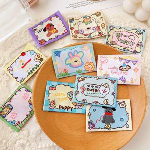 귀여운 만화 강아지 곰 직조 라벨, 수제 박음질 태그, 귀여운 동물 패턴 패브릭 태그, DIY 의류 액세서리, 옷 모자 가방 장식 라벨, 재봉 용품