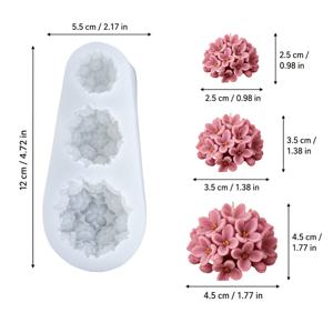 3D 글로브 모양 수국 꽃 실리콘 몰드, 향기 있는 왁스 석고 레진용 클러스터 꽃 모양 양초 몰드, 로맨틱 웨딩 답례품 장식품, 브라이덜 샤워 선물 상자 장식 공예 용품
