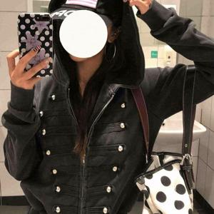 신상 후드 집업 재킷 로얄 스타일 빈티지 워싱 루즈핏 여성용 캐주얼 아우터웨어 봄 가을용