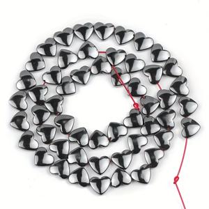 6/8mm 블랙 십자 구멍 하트 모양 루즈 비즈 블랙 헤마타이트 철광석 피어싱 복숭아 하트 납작 비즈, 수제 제작용 매력적인 팔찌 목걸이 귀걸이 주얼리 장식 신발 추가 의류 남녀공용 수제 주얼리 재료 추가 데코
