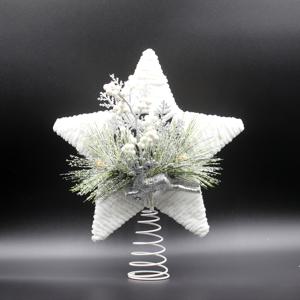 1개, 30.5cm 대형 크리스마스 트리 꼭대기 장식용 별, 금속 스탠드와 두꺼운 콜드 와이어 포함, 인조 솔잎, 베리, 사슴 조각상 특징 – 완벽한 휴일 장식품 할로윈