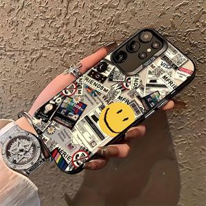 폰 케이스: 레트로 영국 스타일 라벨 갤럭시 S25 S24 S23 S22 S21 S20 FE 울트라 플러스 4G 5G 방탄 매트 백커버
