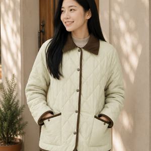 파라고나 여성 코듀로이 배색 경량자켓 여자 경량패딩 자켓